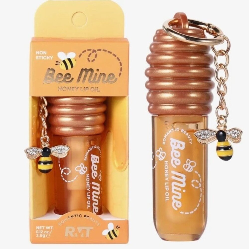 Romantic Beauty Bee Mine NonSticky Honey Lip Oil & Bee Keychain Brand New 1 Pc.